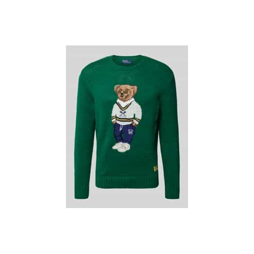 Sweter z dzianiny z wyhaftowanym logo ze sklepu Peek&Cloppenburg  w kategorii Swetry męskie - zdjęcie 178205414
