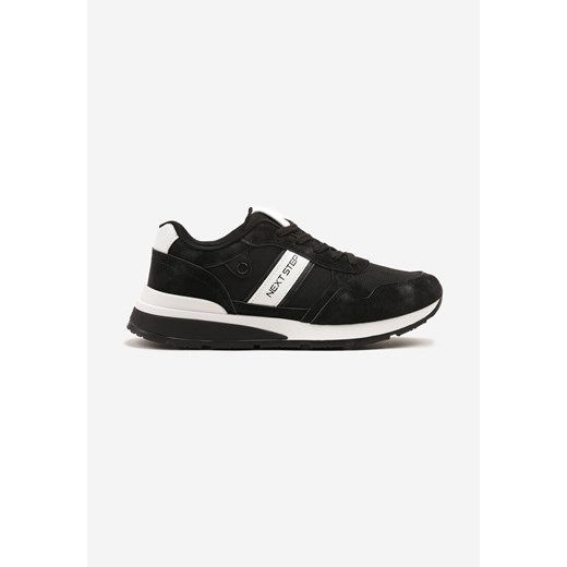 Czarne Buty Sportowe z Przeszyciami i Ozdobnym Paskiem z Napisem Seriven ze sklepu born2be.pl w kategorii Buty sportowe męskie - zdjęcie 178206132