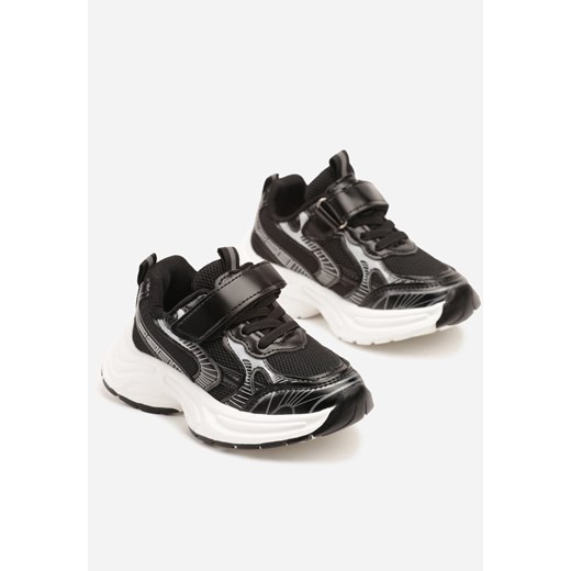 Czarne Buty Sportowe Sneakersy z Rzepem i Siateczkowymi Wstawkami Benirla 28 okazja born2be.pl