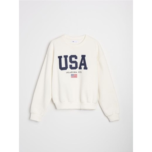 Sinsay - Bluza z napisem - kremowy Sinsay XXL Sinsay