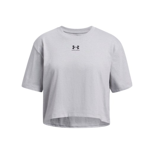 Dziewczęca koszulka oversize Under Armour UA Rival SS - szara ze sklepu Sportstylestory.com w kategorii Bluzki dziewczęce - zdjęcie 178209381