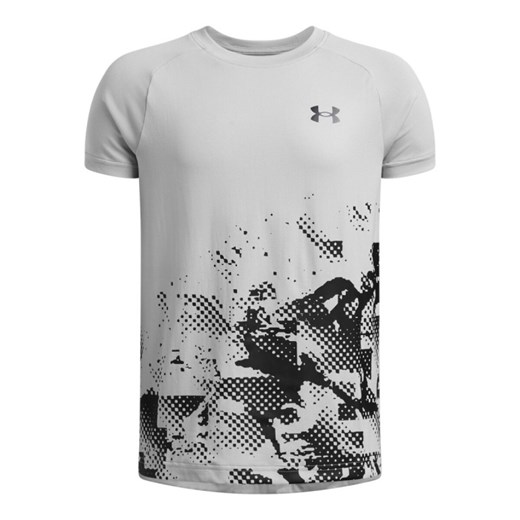 Chłopięca koszulka treningowa Under Armour UA Tech Graphic SS - szara ze sklepu Sportstylestory.com w kategorii T-shirty chłopięce - zdjęcie 178209393