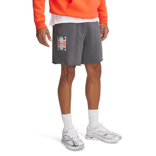 Męskie spodenki dresowe Under Armour UA Rival Terry Logo 8 in Short - szare ze sklepu Sportstylestory.com w kategorii Spodenki męskie - zdjęcie 178209433