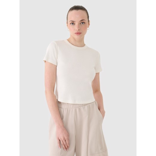 Damski t-shirt basic 4F 4FRSS25TTSHF2696 - biały ze sklepu Sportstylestory.com w kategorii Bluzki damskie - zdjęcie 178209611