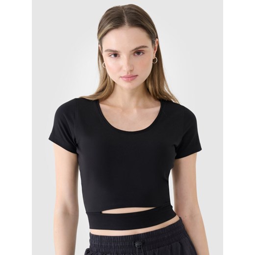 Damski t-shirt oversize 4F 4FRSS25TTSHF2694 - czarny ze sklepu Sportstylestory.com w kategorii Bluzki damskie - zdjęcie 178209692