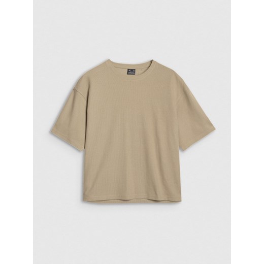 Damski t-shirt basic 4F 4FRSS25TTSHF2651 - beżowy ze sklepu Sportstylestory.com w kategorii Bluzki damskie - zdjęcie 178209701