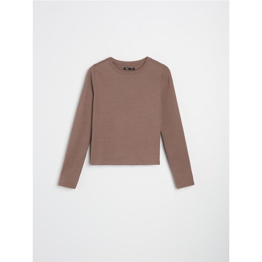 Sinsay - Koszulka z długimi rękawami w stylu basic - brązowy Sinsay L Sinsay