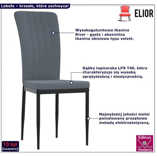 Tapicerowany ciemnoszary komplet 2 krzeseł - Lobefo Elior One Size Edinos.pl