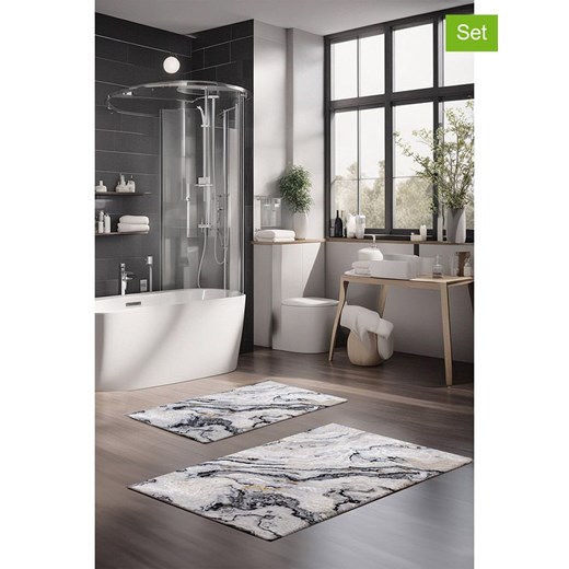 Colourful Cotton Dywaniki łazienkowe (2 szt.) w kolorze złoto-biało-czarnym ze sklepu Limango Polska w kategorii Akcesoria łazienkowe - zdjęcie 178211412