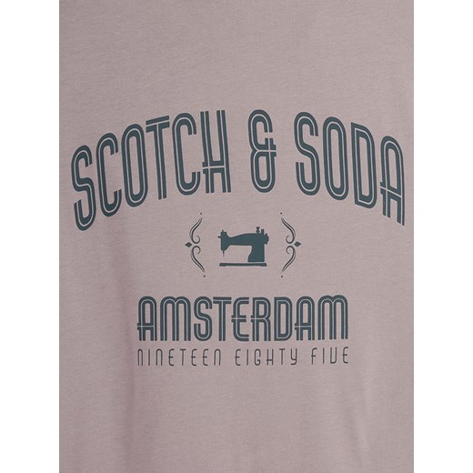 Szary t-shirt męski SCOTCH&SODA casual z krótkim rękawem