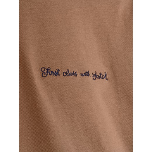 Brązowy t-shirt męski SCOTCH&SODA z krótkim rękawem