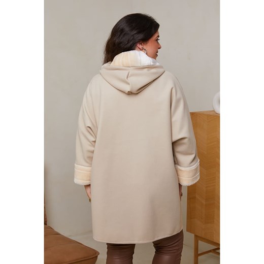 Curvy Lady kurtka damska z elastanu krótka z kapturem 