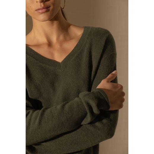 Sweter damski Perfect Cashmere z dekoltem w serek casualowy