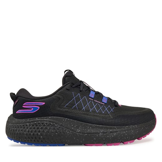 Buty sportowe damskie Skechers do biegania czarne na płaskiej podeszwie sznurowane