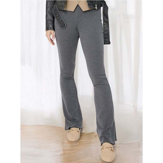 Sinsay - Spodnie flare high waist w prążek - szary Sinsay XXS Sinsay