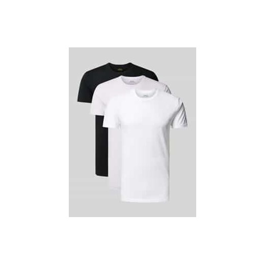 T-shirt z okrągłym prążkowanym dekoltem w zestawie 3 szt. ze sklepu Peek&Cloppenburg  w kategorii Podkoszulki męskie - zdjęcie 178213881