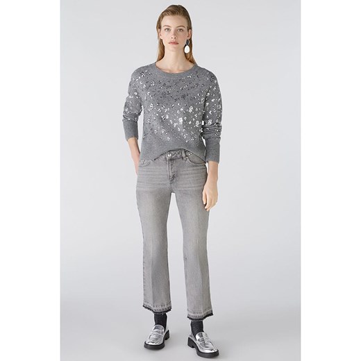 Sweter damski szary z okrągłym dekoltem casual 