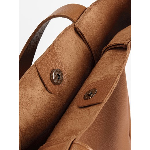 Shopper bag Gate skórzana duża brązowa matowa 