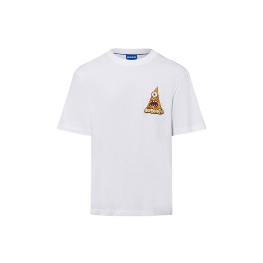 HUGO BLUE Koszulka męska - Nizzerio Mężczyźni Bawełna biały jednolity ze sklepu vangraaf w kategorii T-shirty męskie - zdjęcie 178215884