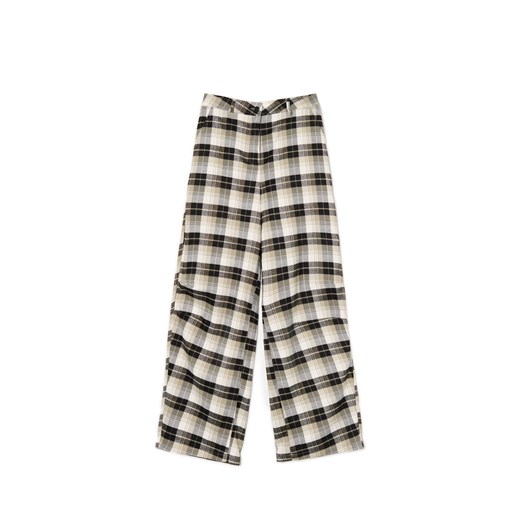 Cropp - Spodnie baggy w kratę - szary ze sklepu Cropp w kategorii Spodnie damskie - zdjęcie 178216121