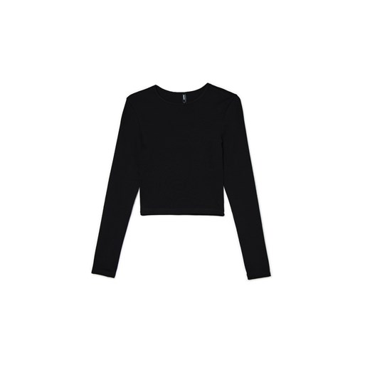 Cropp - Czarna krótka koszulka longsleeve - czarny Cropp XL Cropp