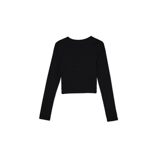 Cropp - Czarna krótka koszulka longsleeve - czarny Cropp XL Cropp