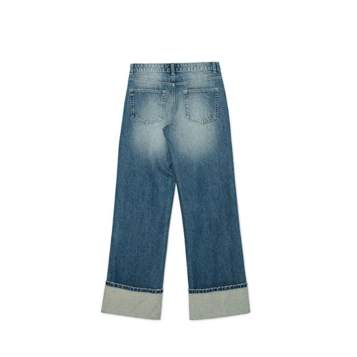 Cropp - Jeansy boyfriend z podwiniętymi nogawkami - niebieski Cropp 42 Cropp