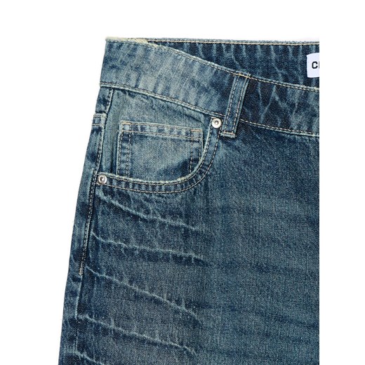 Cropp - Jeansy boyfriend z podwiniętymi nogawkami - niebieski Cropp 34 Cropp