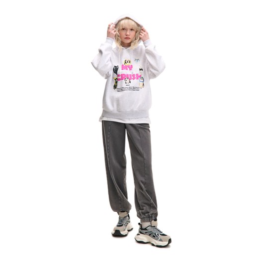 Cropp - Jasnoszara bluza z psami i kotami - jasny szary Cropp L Cropp