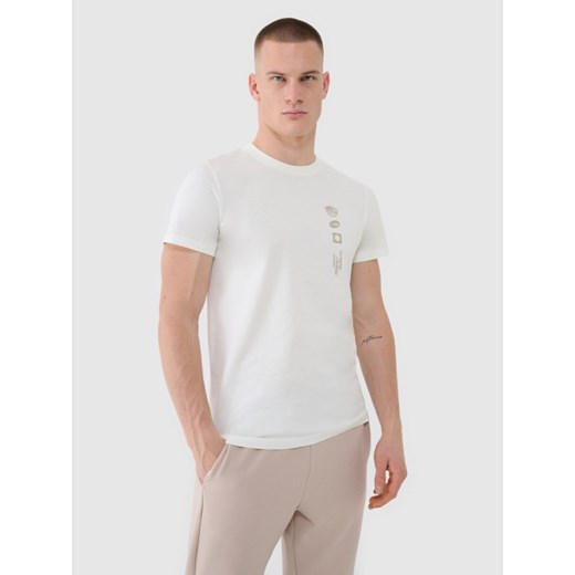 Męski t-shirt z nadrukiem 4F 4FRSS25TTSHM2689 - beżowy ze sklepu Sportstylestory.com w kategorii T-shirty męskie - zdjęcie 178218564