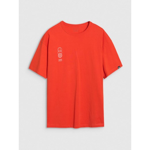 Męski t-shirt oversize 4F 4FRSS25TTSHM2652 - pomarańczowy ze sklepu Sportstylestory.com w kategorii T-shirty męskie - zdjęcie 178218584