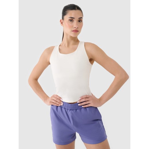 Damski top treningowy 4F 4FRSS25TFSLF430 - biały ze sklepu Sportstylestory.com w kategorii Bluzki damskie - zdjęcie 178220831