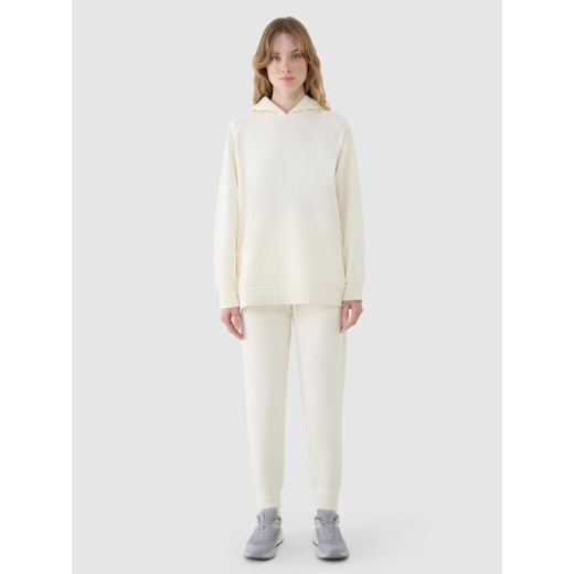 Damska bluza dresowa nierozpinana z kapturem 4F 4FWSS25TSWSF1544 - biała XL Sportstylestory.com