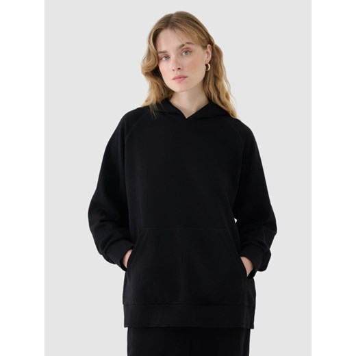 Damska bluza dresowa nierozpinana z kapturem 4F 4FWSS25TSWSF1544 - czarna ze sklepu Sportstylestory.com w kategorii Bluzy damskie - zdjęcie 178220893