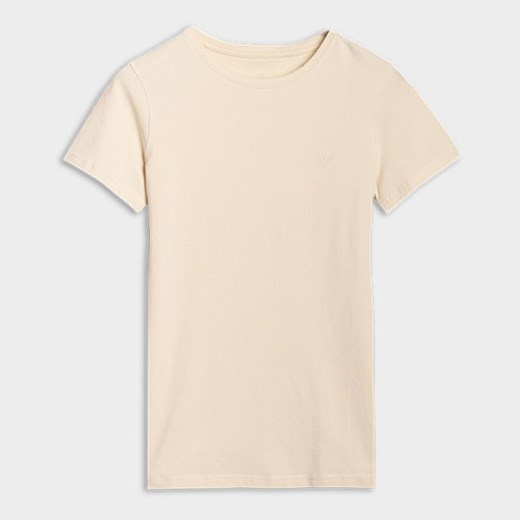 Damski t-shirt basic 4F 4FWSS25TTSHF2351 - beżowy ze sklepu Sportstylestory.com w kategorii Bluzki damskie - zdjęcie 178220934