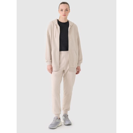 Damska bluza dresowa rozpinana z kapturem 4F 4FRSS25TSWSF2152 - beżowa ze sklepu Sportstylestory.com w kategorii Bluzy damskie - zdjęcie 178220952