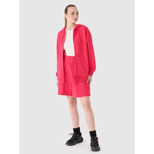 Damska bluza dresowa rozpinana z kapturem 4F 4FRSS25TSWSF2152 - różowa ze sklepu Sportstylestory.com w kategorii Bluzy damskie - zdjęcie 178220961