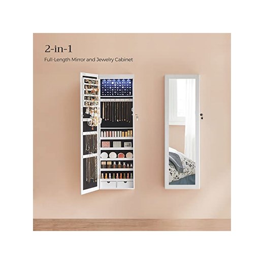 Songmics Lustro ścienne w kolorze białym - 37 x 120 x 10 cm ze sklepu Limango Polska w kategorii Lustra - zdjęcie 178221433