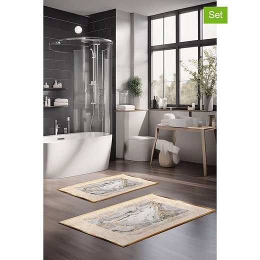 Colourful Cotton Dywaniki łazienkowe (2 szt.) w kolorze złoto-białym ze sklepu Limango Polska w kategorii Akcesoria łazienkowe - zdjęcie 178221743