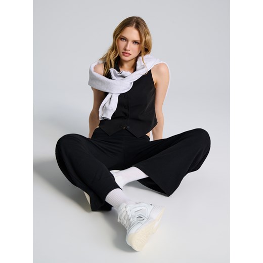 Sinsay - Spodnie wide leg - czarny Sinsay M Sinsay