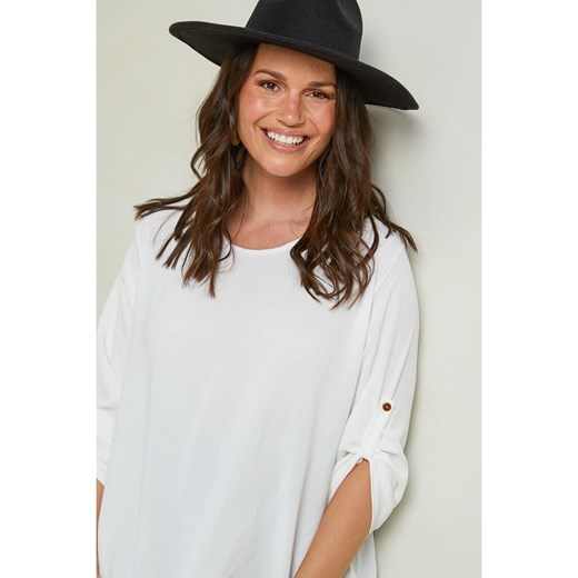 Biała bluzka damska Curvy Lady z krótkim rękawem 