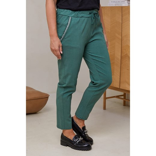 Curvy Lady Spodnie w kolorze ciemnozielonym Curvy Lady 44/46 wyprzedaż Limango Polska