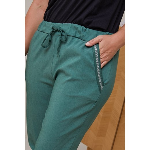 Curvy Lady Spodnie w kolorze ciemnozielonym Curvy Lady 44/46 wyprzedaż Limango Polska