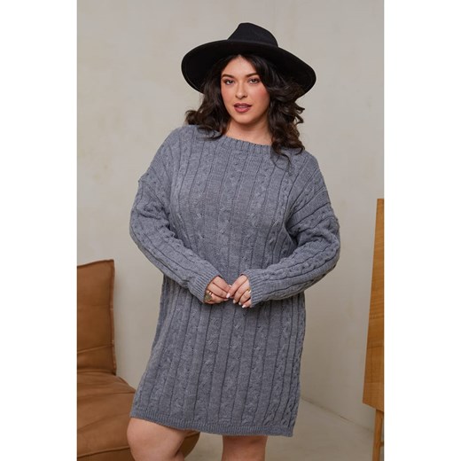 Curvy Lady Sukienka dzianinowa w kolorze szarym ze sklepu Limango Polska w kategorii Sukienki - zdjęcie 178227871