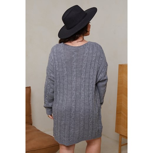 Curvy Lady Sukienka dzianinowa w kolorze szarym Curvy Lady 44/46 wyprzedaż Limango Polska