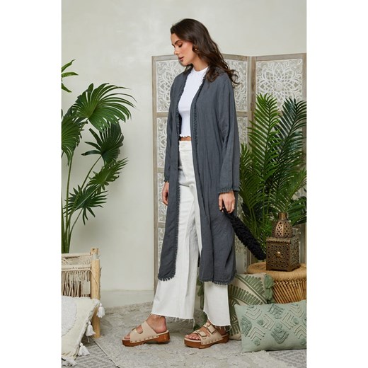 Lin Passion Lniana narzutka w kolorze szarym Lin Passion 40/42 wyprzedaż Limango Polska