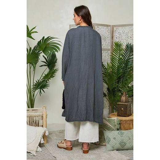 Lin Passion Lniana narzutka w kolorze szarym Lin Passion 40/42 wyprzedaż Limango Polska