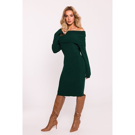 made of emotion Sukienka dzianinowa w kolorze ciemnozielonym onesize Limango Polska okazyjna cena