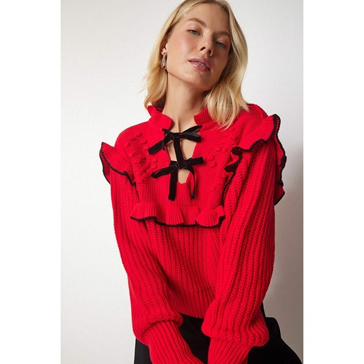 Happiness Istanbul Sweter w kolorze czerwonym Happiness Istanbul S/M okazja Limango Polska