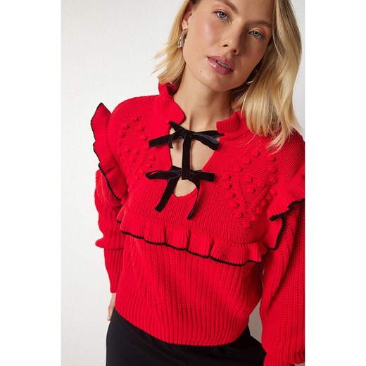 Happiness Istanbul Sweter w kolorze czerwonym Happiness Istanbul S/M Limango Polska okazja